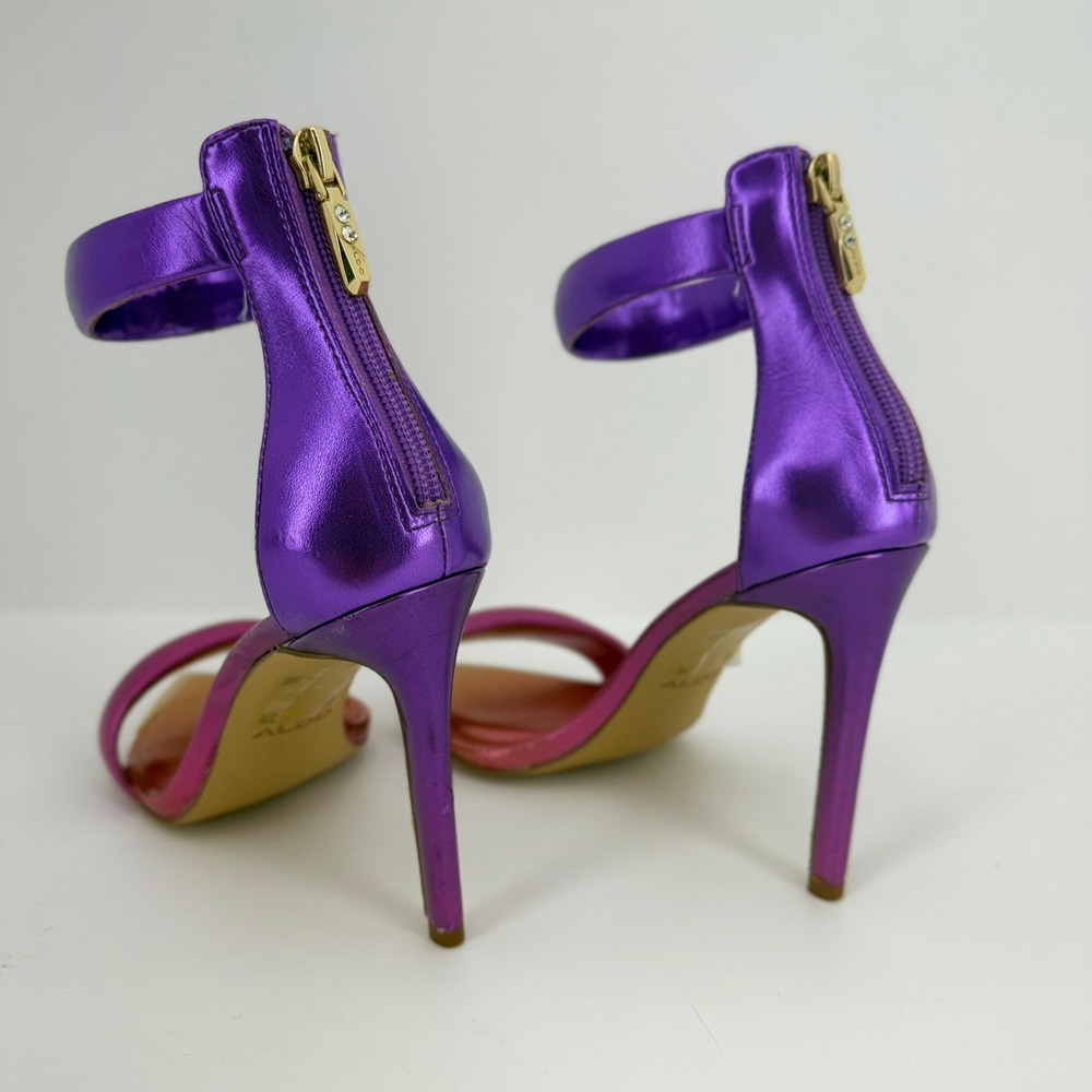 Aldo Womens Ombre Metallic Stiletto Sandals Purple Pink Gold Pointed Toe‎ Size 8 - Picture 10 of 13